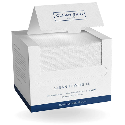 Clean Towels XL, 100% USDA Biobased Face Towel, Disposable Face Towelette, Makeup Remover Dry Wipes, Ultra Soft, 50 Ct, 1 Pack