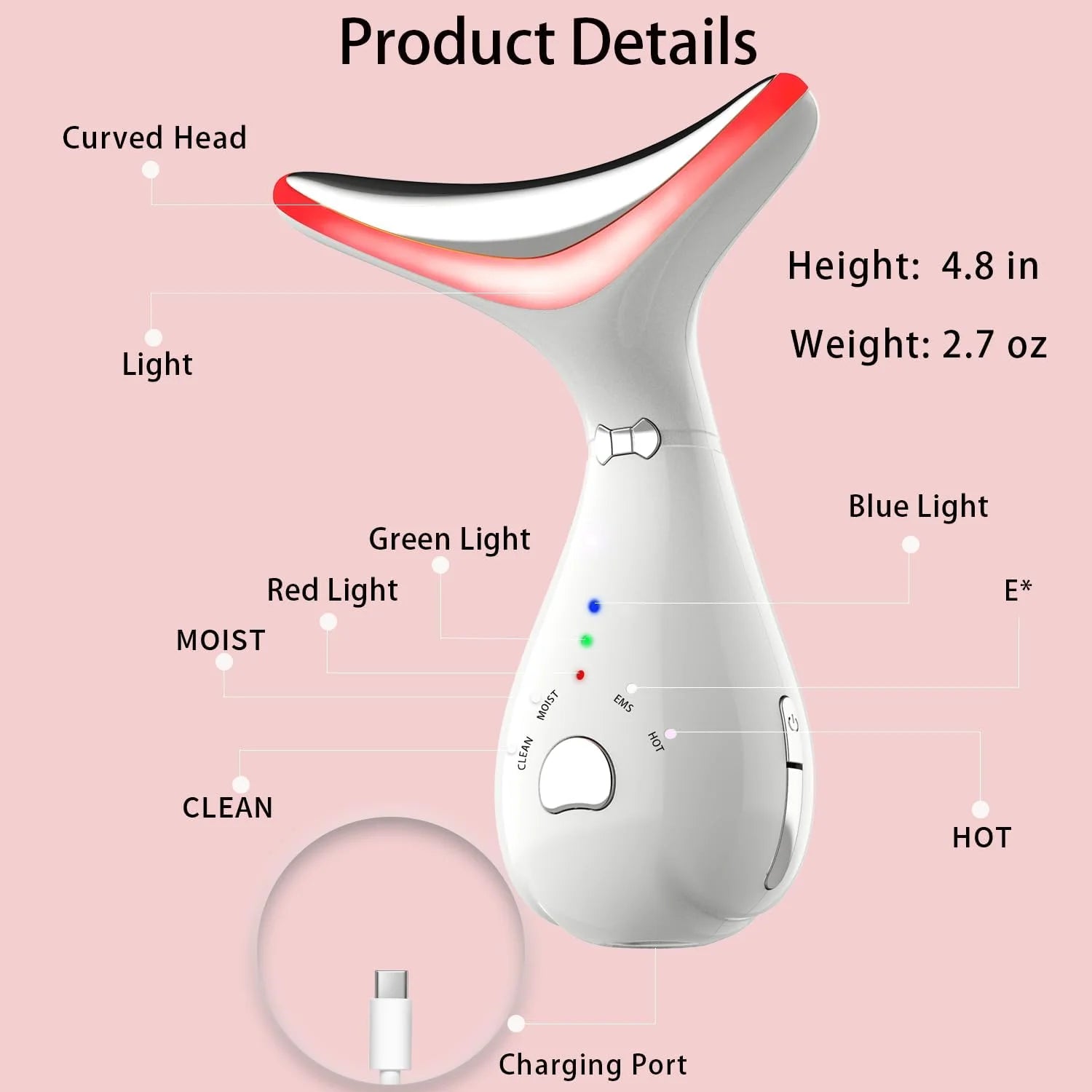 Neck & Skin Face Beauty Facial Massager, 3 in 1 Portable Face Massager for Skin Care, Face Sculpting , Vibration, Thermal, Microcurrent